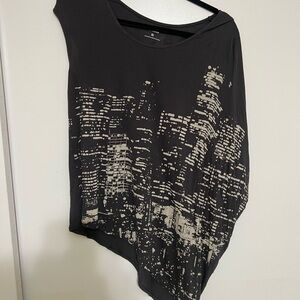 Express Black Asymmetrical Cityscape Tee